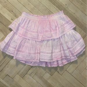 LoveShackFancy Pink Ruffle Mini Skirt